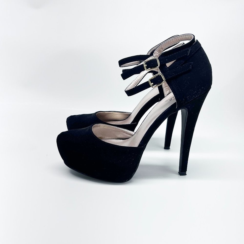 Qupid Faux Suede Platform Mary Janes